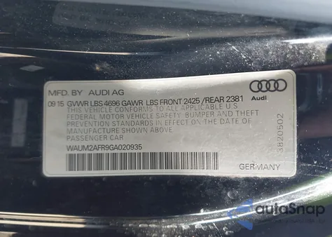 2016 Audi A5 2.0T Premium z USA, uszkodzony, nr VIN WAUM2AFR9GA020935